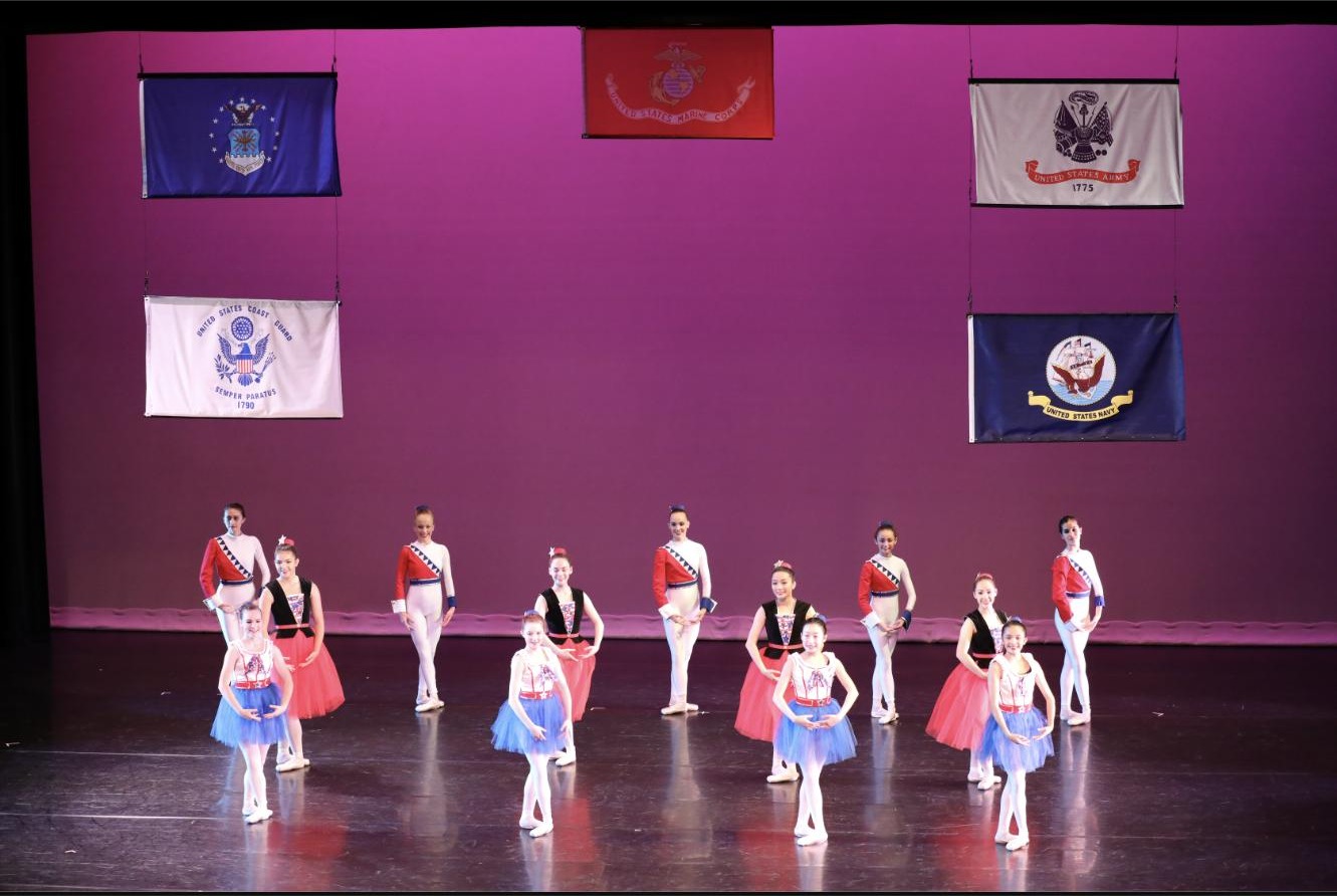 Valley Dance Theatre dancers performing Red, White and Blue on the Bankhead stage